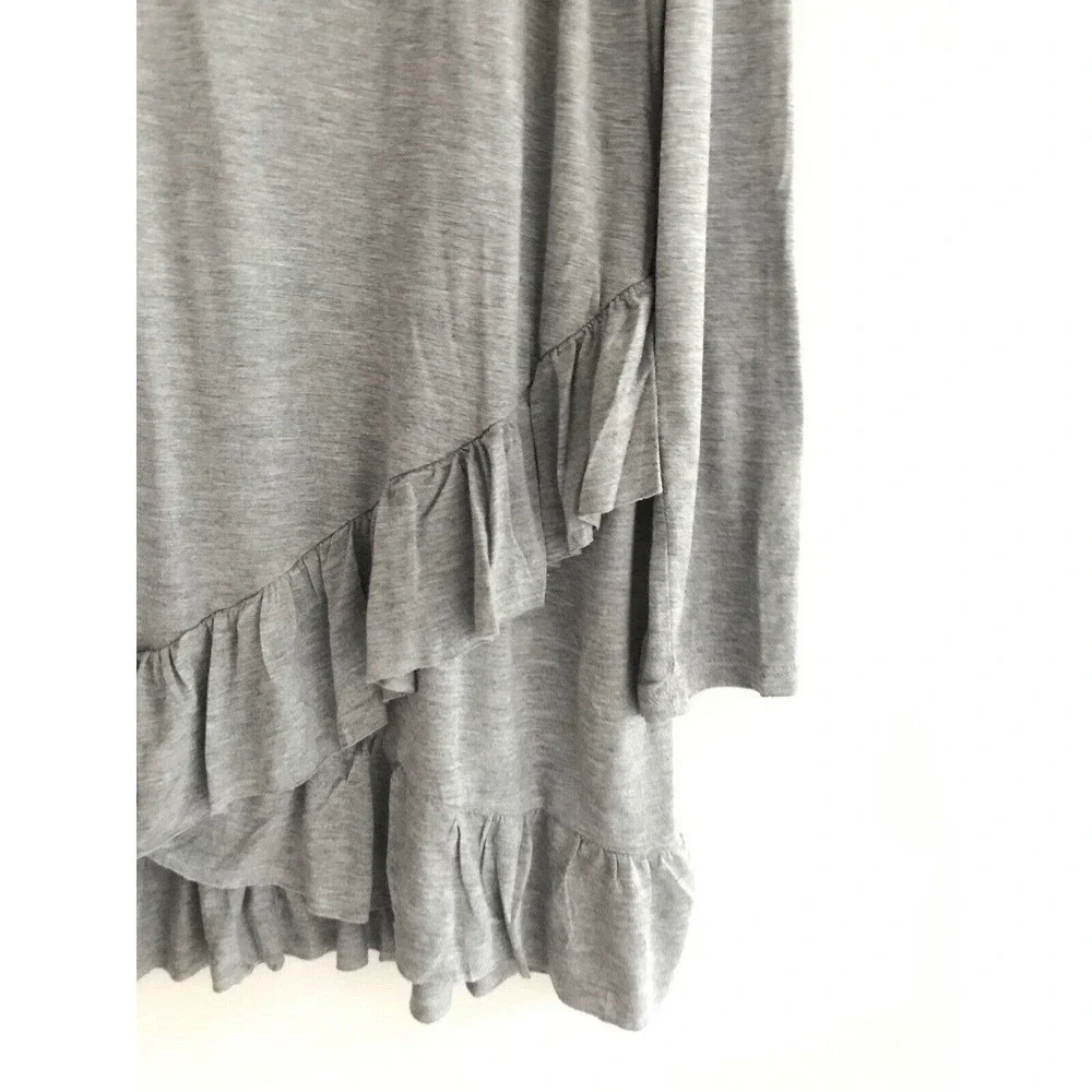 Anthropologie Easel | Ruffle Hem Tunic Dress Size L Gray Pullover Stretch